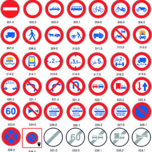 Panneaux d'interdiction et fin d'interdiction type "300"