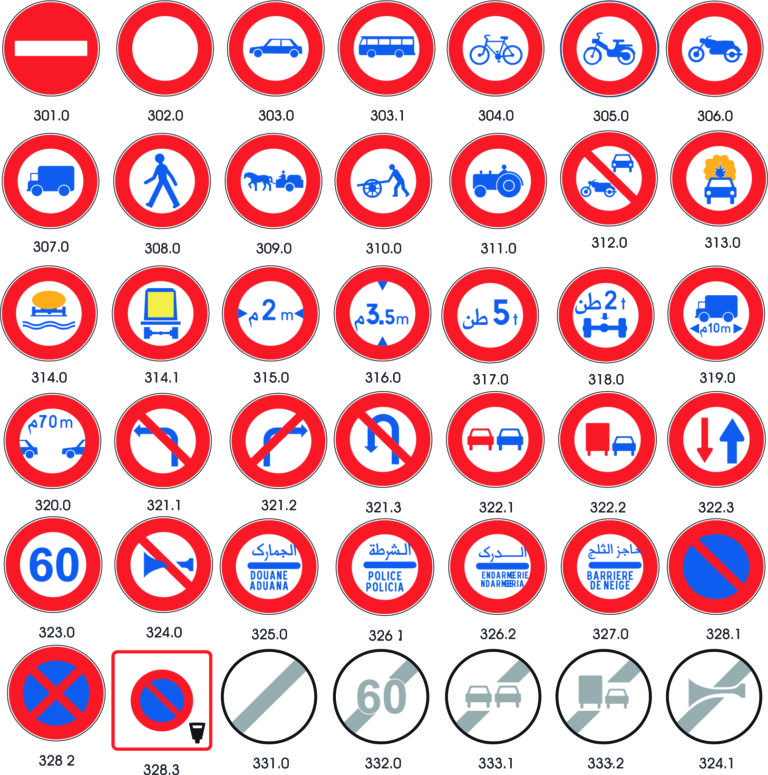 Panneaux d'interdiction et fin d'interdiction type "300 ...